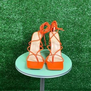 Orange sandal heels